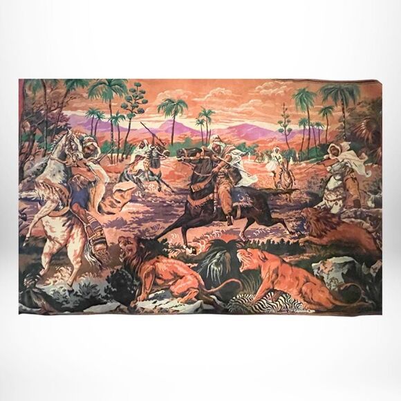 Rare Vintage 70s Turkish Velvet Tapestry Rug - Mint Vintage Condition - 7'x5' - Picture 1 of 4
